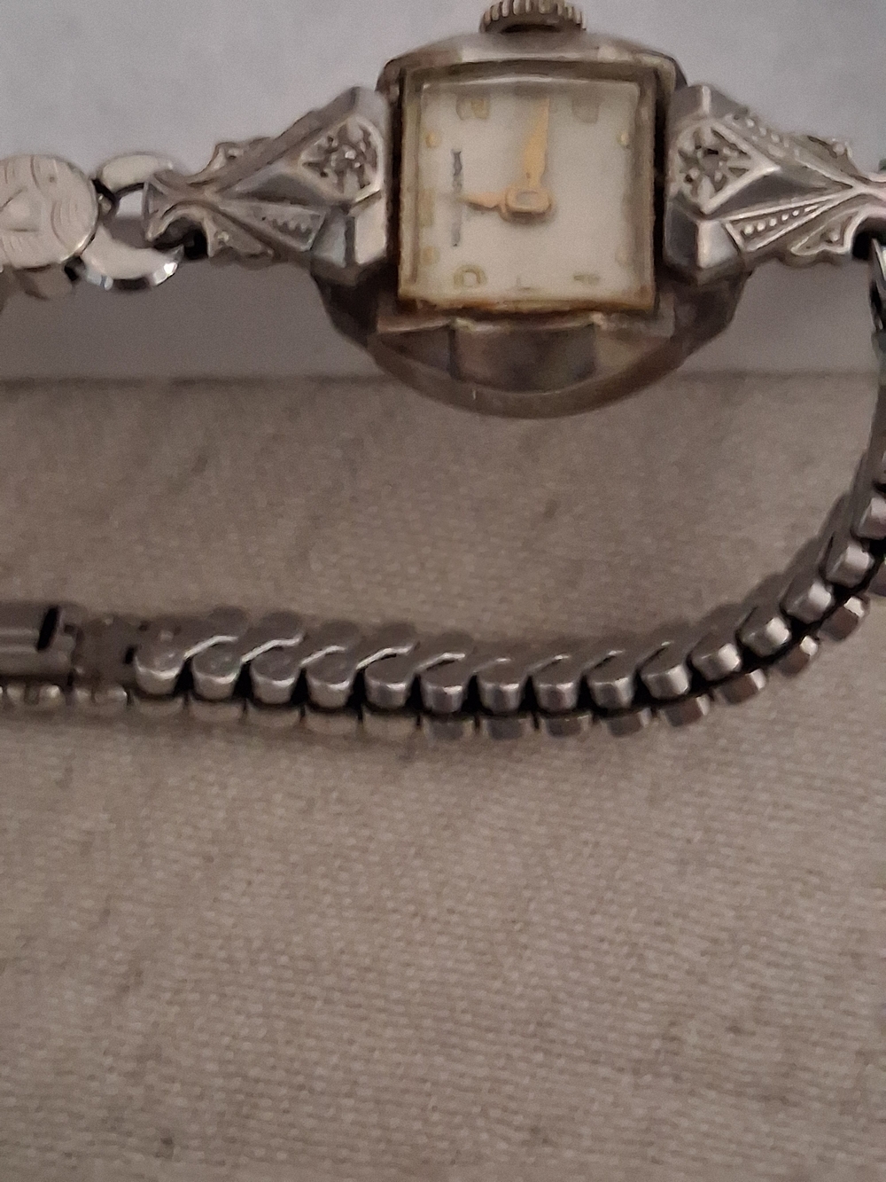Classic Women's Bolova Silver-Tone Bracelet Watch with White Dial